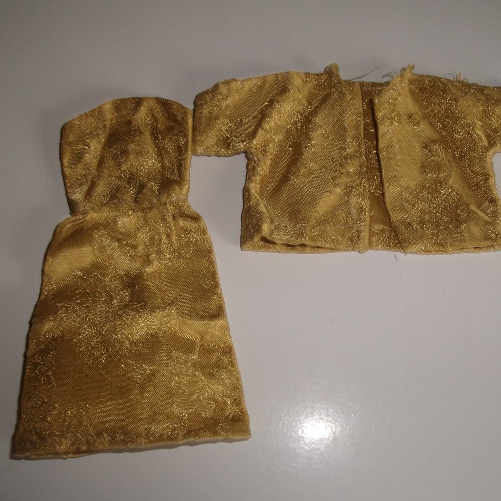 Vintage clothes for Barbie doll gold sheath coat